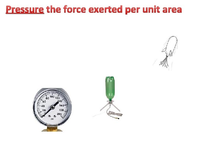 Pressure the force exerted per unit area 
