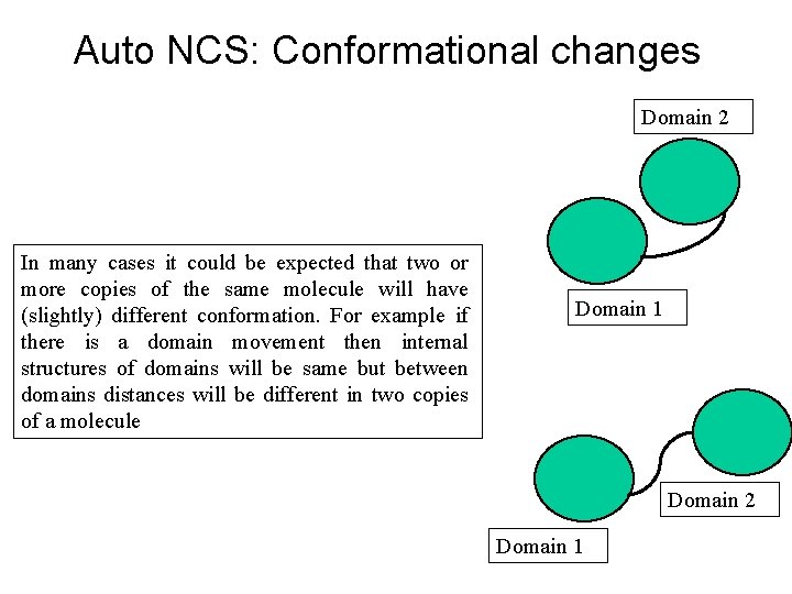 Auto NCS: Conformational changes Domain 2 In many cases it could be expected that