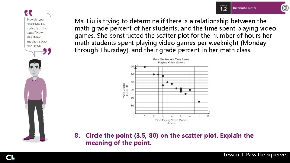Ms. Liu is trying to determine if there is a relationship between the math