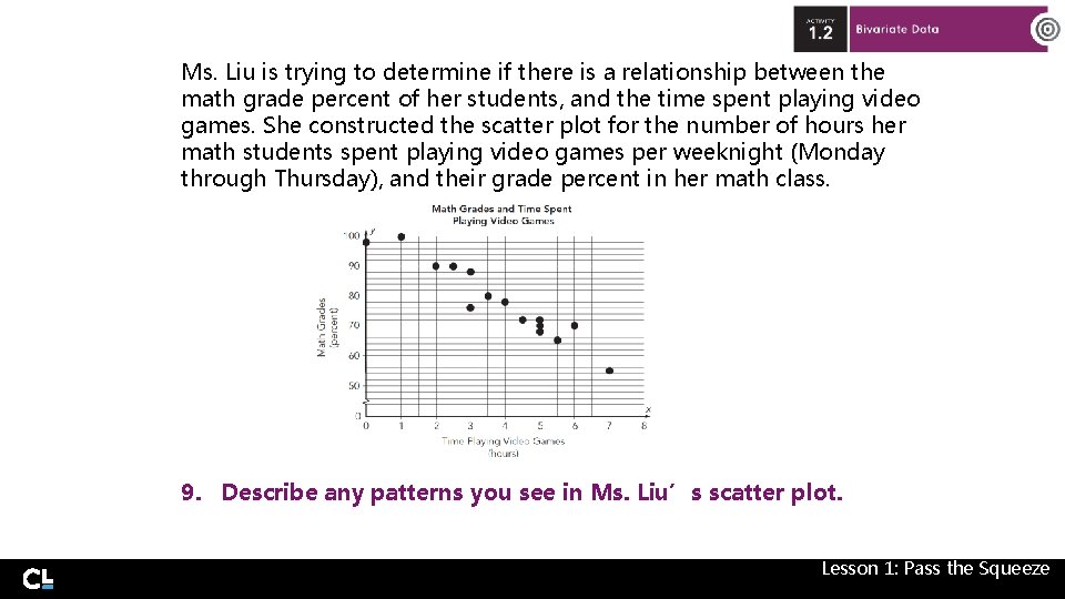 Ms. Liu is trying to determine if there is a relationship between the math