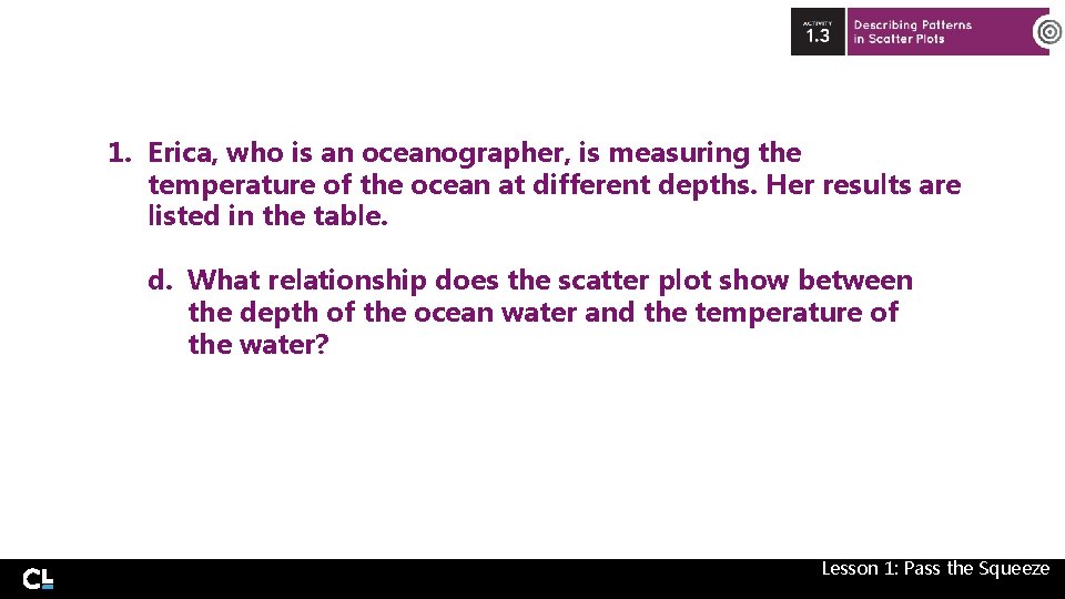 1. Erica, who is an oceanographer, is measuring the temperature of the ocean at