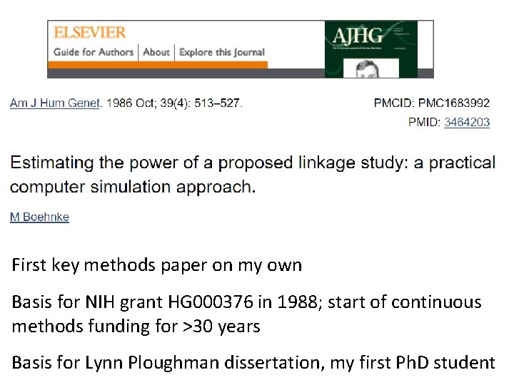 First key methods paper on my own Basis for NIH grant HG 000376 in