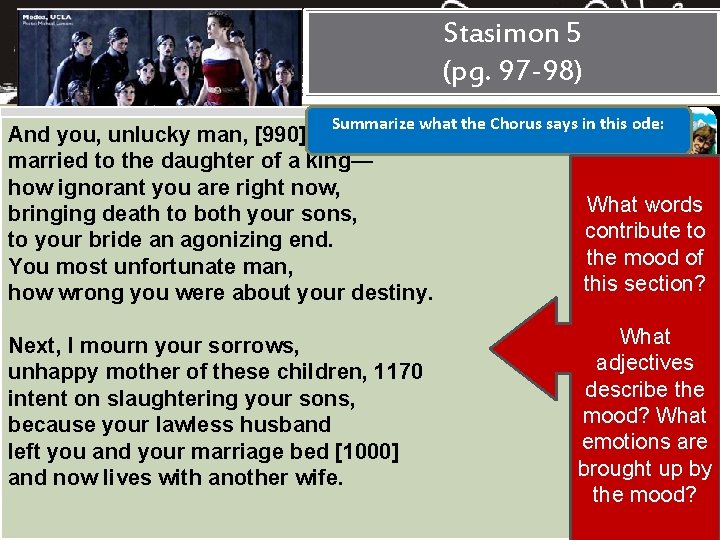 Stasimon 5 (pg. 97 -98) Summarize what the Chorus says in this ode: I've