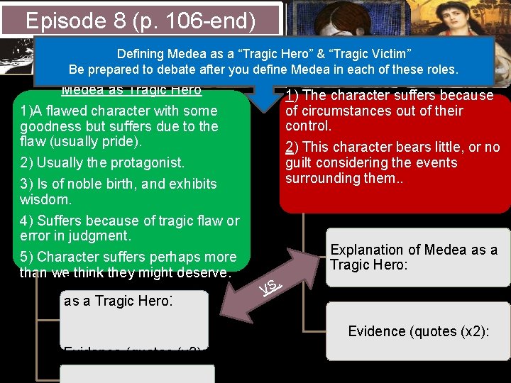Episode 8 (p. 106 -end) Defining Medea as a “Tragic Hero” & “Tragic Victim”