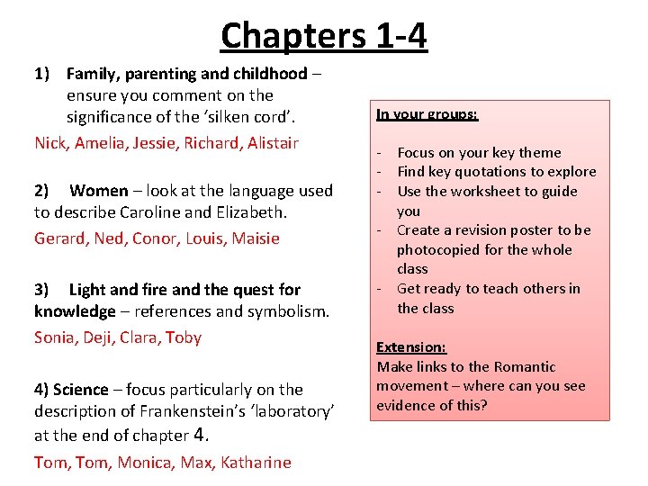 Chapters 1 -4 1) Family, parenting and childhood – ensure you comment on the