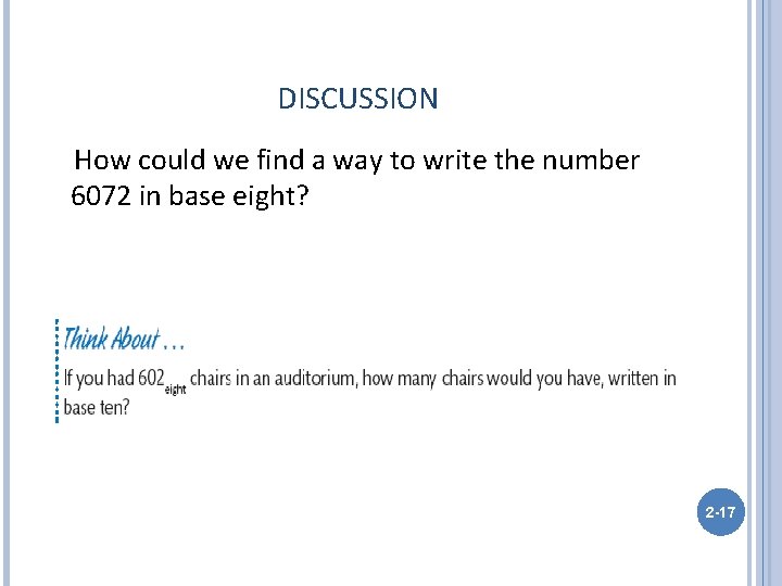 DISCUSSION How could we find a way to write the number 6072 in base