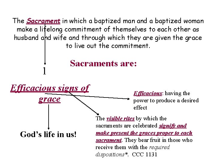 The Sacrament in which a baptized man and a baptized woman make a lifelong