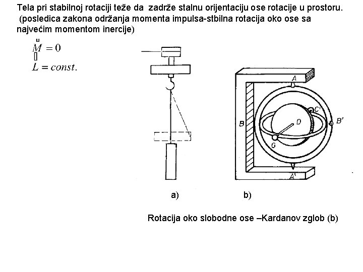 Tela pri stabilnoj rotaciji teže da zadrže stalnu orijentaciju ose rotacije u prostoru. (posledica