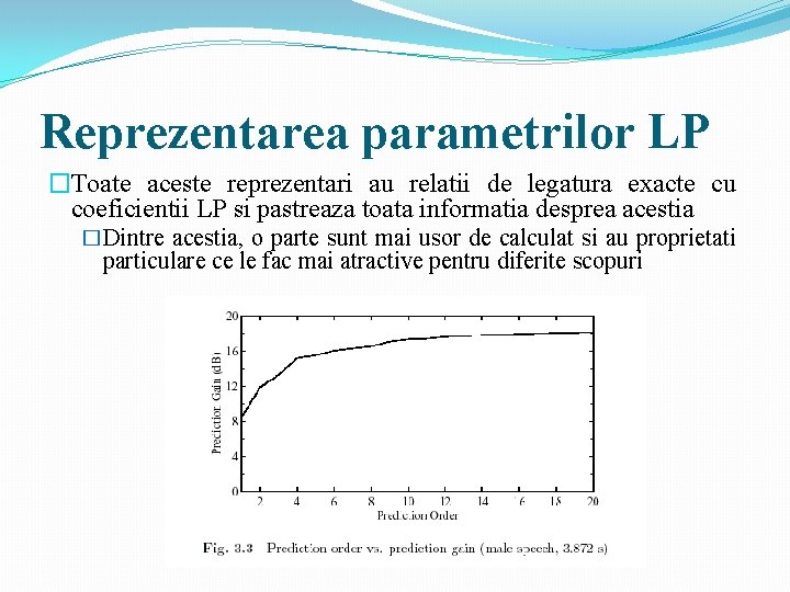 Reprezentarea parametrilor LP �Toate aceste reprezentari au relatii de legatura exacte cu coeficientii LP Reprezentarea parametrilor LP �Toate aceste reprezentari au relatii de legatura exacte cu coeficientii LP