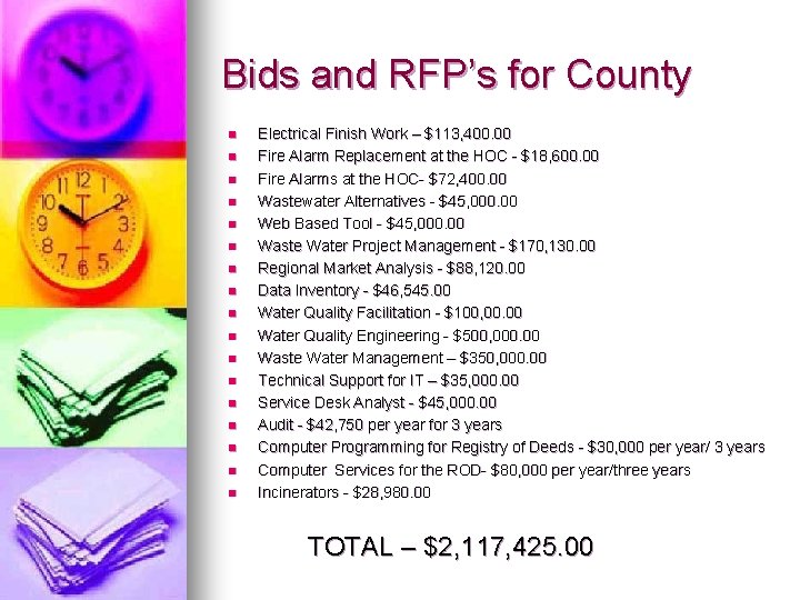 Bids and RFP’s for County n n n n n Electrical Finish Work –