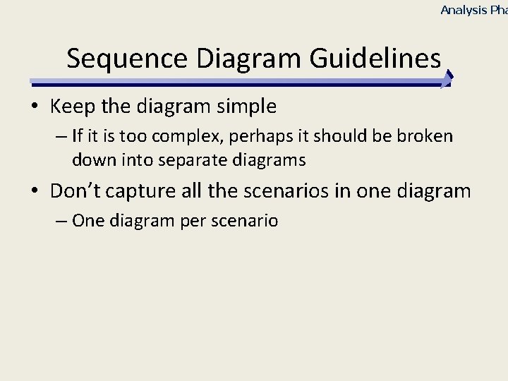 Analysis Pha Sequence Diagram Guidelines • Keep the diagram simple – If it is