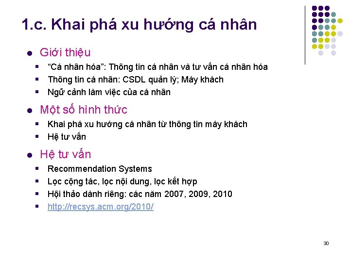 1. c. Khai phá xu hướng cá nhân Giới thiệu l § “Cá nhân