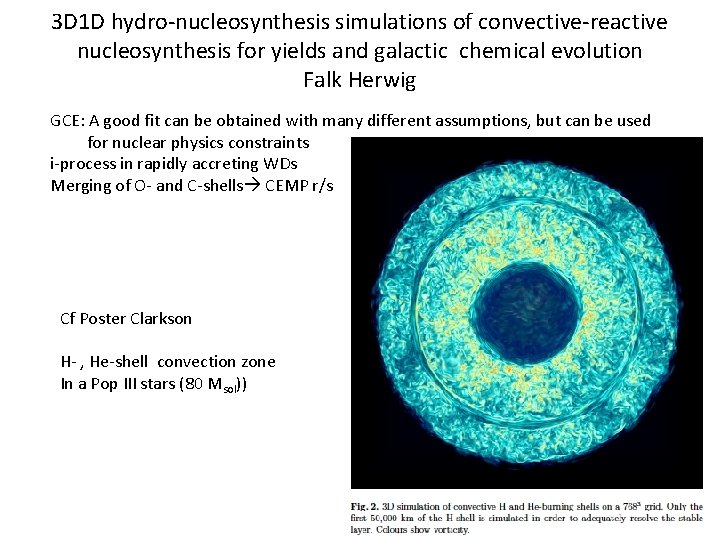 3 D 1 D hydro-nucleosynthesis simulations of convective-reactive nucleosynthesis for yields and galactic chemical