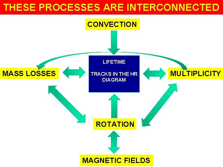 THESE PROCESSES ARE INTERCONNECTED CONVECTION LIFETIME MASS LOSSES TRACKS IN THE HR DIAGRAM ROTATION