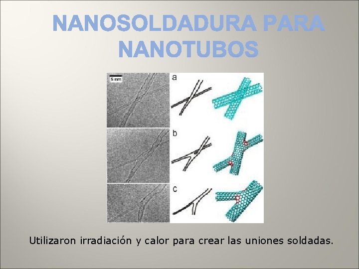 Utilizaron irradiación y calor para crear las uniones soldadas. 