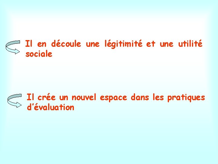 Il en découle une légitimité et une utilité sociale Il crée un nouvel espace