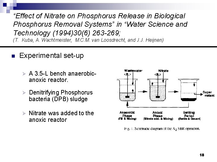 “Effect of Nitrate on Phosphorus Release in Biological Phosphorus Removal Systems” in “Water Science