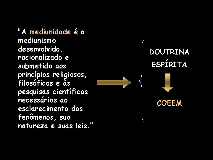 "A mediunidade é o mediunismo desenvolvido, racionalizado e submetido aos princípios religiosos, filosóficos e