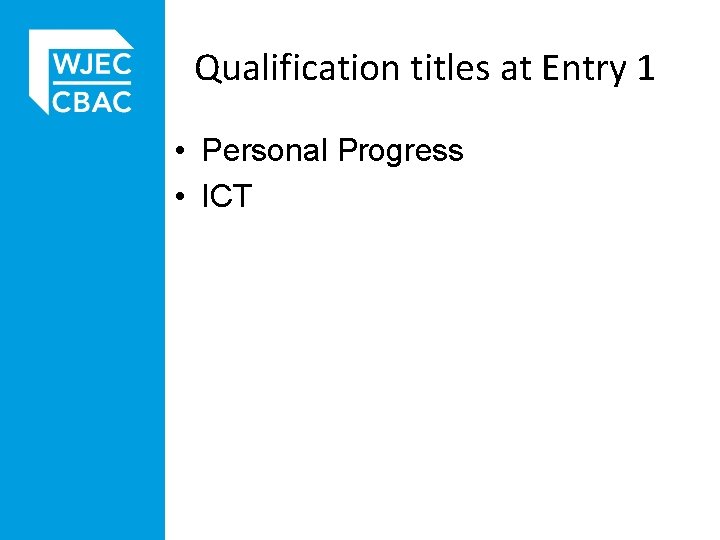 Qualification titles at Entry 1 • Personal Progress • ICT 