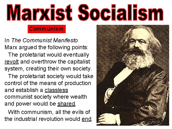 Communism In The Communist Manifesto Marx argued the following points: • The proletariat would