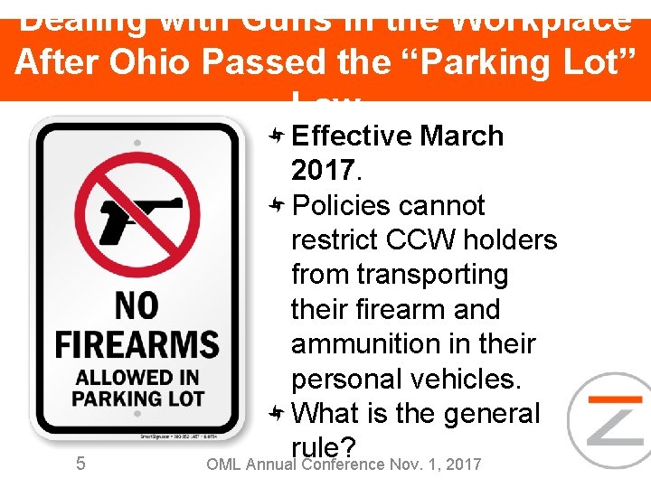 Dealing with Guns in the Workplace After Ohio Passed the “Parking Lot” Law 5