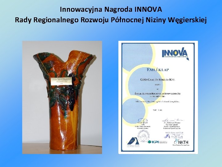 Innowacyjna Nagroda INNOVA Rady Regionalnego Rozwoju Północnej Niziny Węgierskiej 