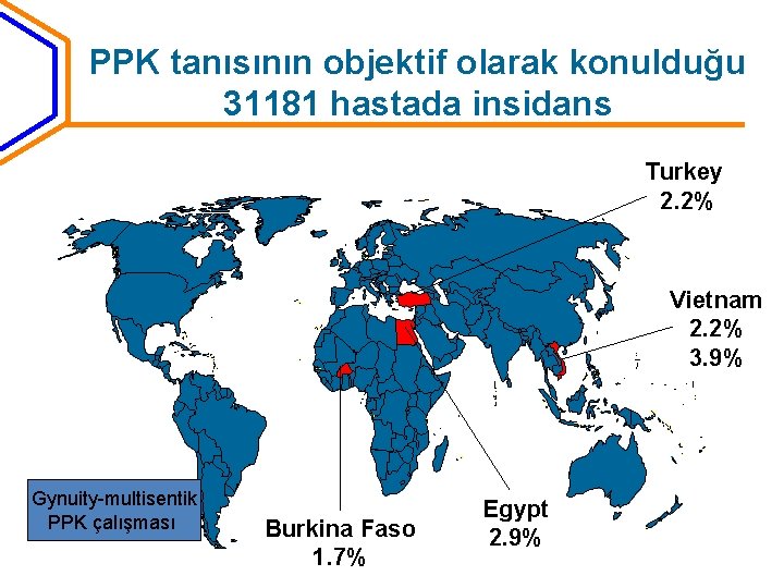 PPK tanısının objektif olarak konulduğu 31181 hastada insidans Turkey 2. 2% Vietnam 2. 2%