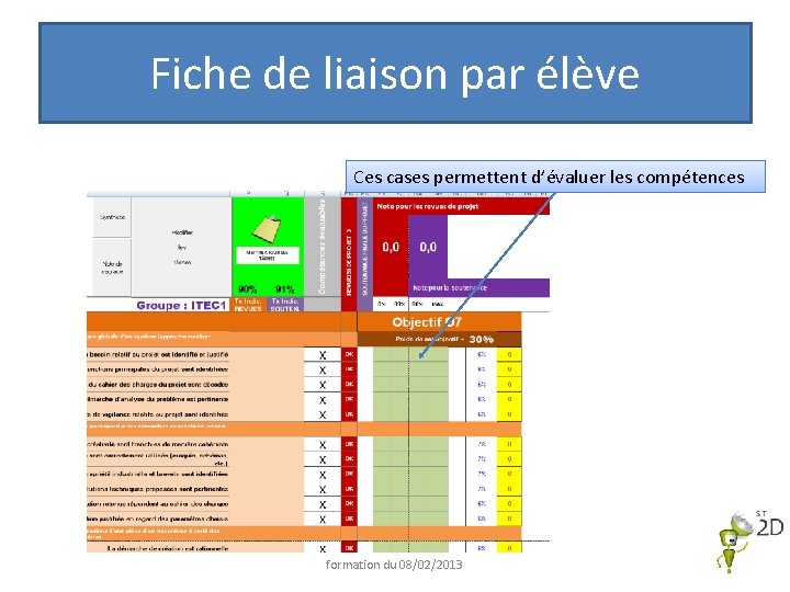 Fiche de liaison par élève Ces cases permettent d’évaluer les compétences formation du 08/02/2013