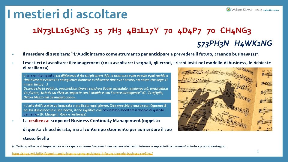 I mestieri di ascoltare 1 N 73 LL 1 G 3 NC 3 15