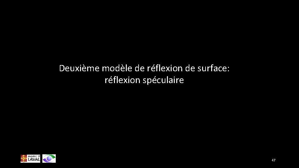 Deuxième modèle de réflexion de surface: réflexion spéculaire 47 