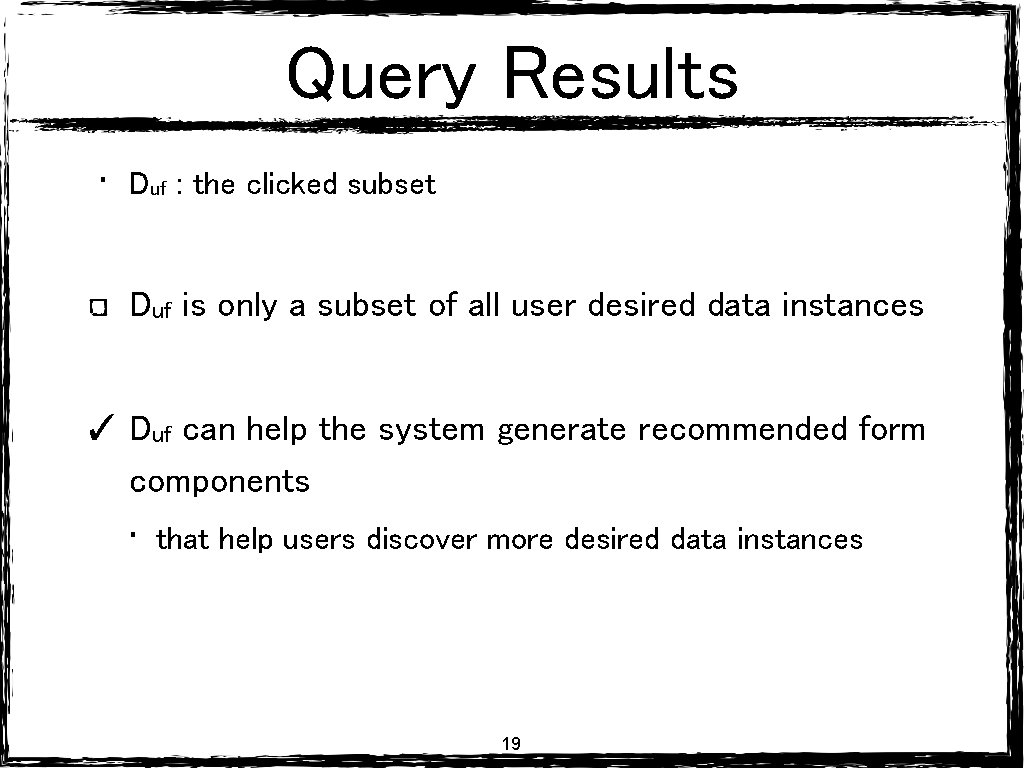 Query Results • Duf : the clicked subset Duf is only a subset of Query Results • Duf : the clicked subset Duf is only a subset of