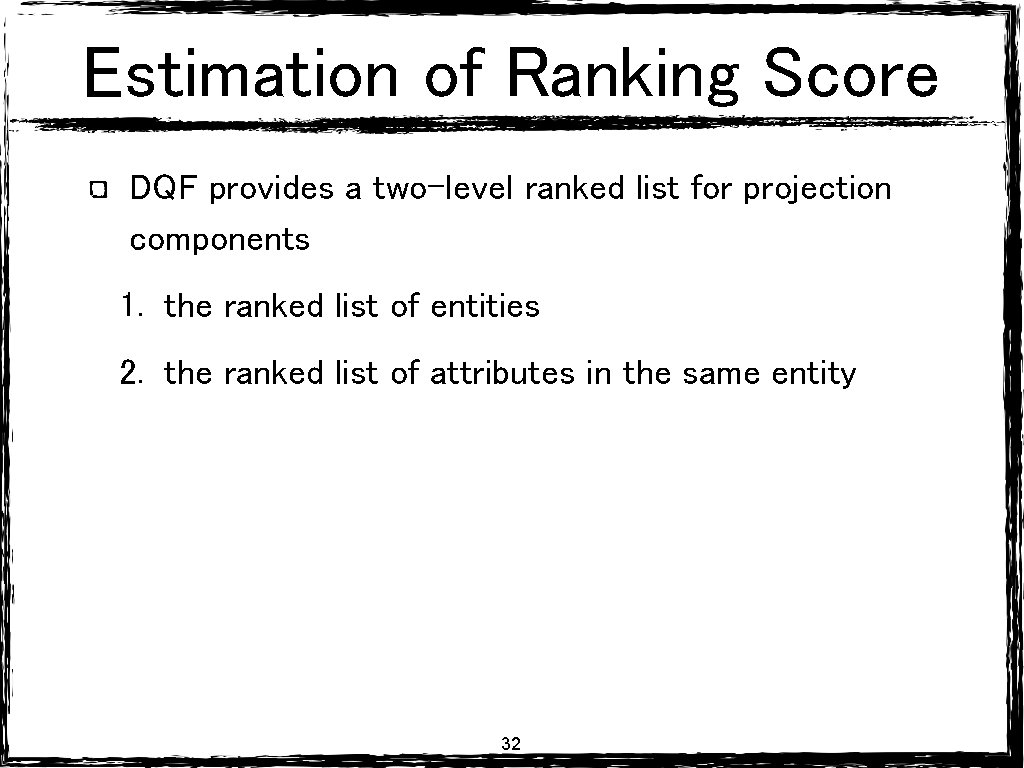 Estimation of Ranking Score DQF provides a two-level ranked list for projection components 1. Estimation of Ranking Score DQF provides a two-level ranked list for projection components 1.