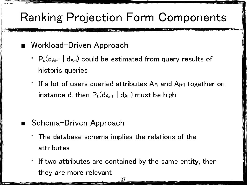 Ranking Projection Form Components Workload-Driven Approach • Pu(d. Aj+1 | d. AFi) could be Ranking Projection Form Components Workload-Driven Approach • Pu(d. Aj+1 | d. AFi) could be