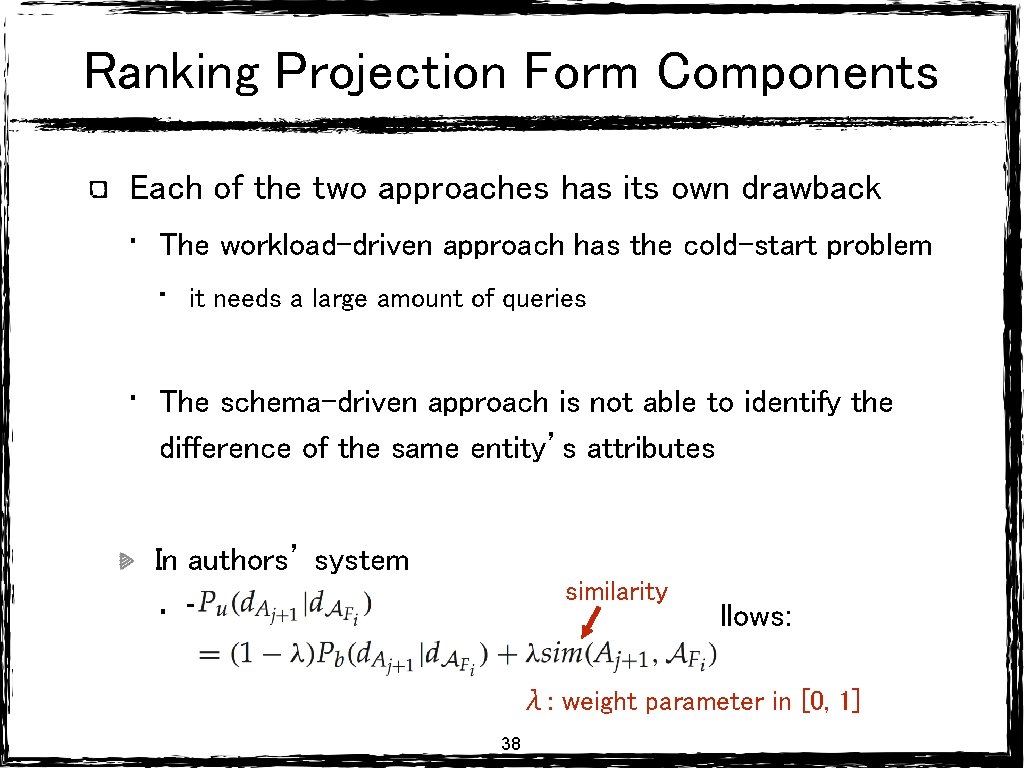 Ranking Projection Form Components Each of the two approaches has its own drawback • Ranking Projection Form Components Each of the two approaches has its own drawback •