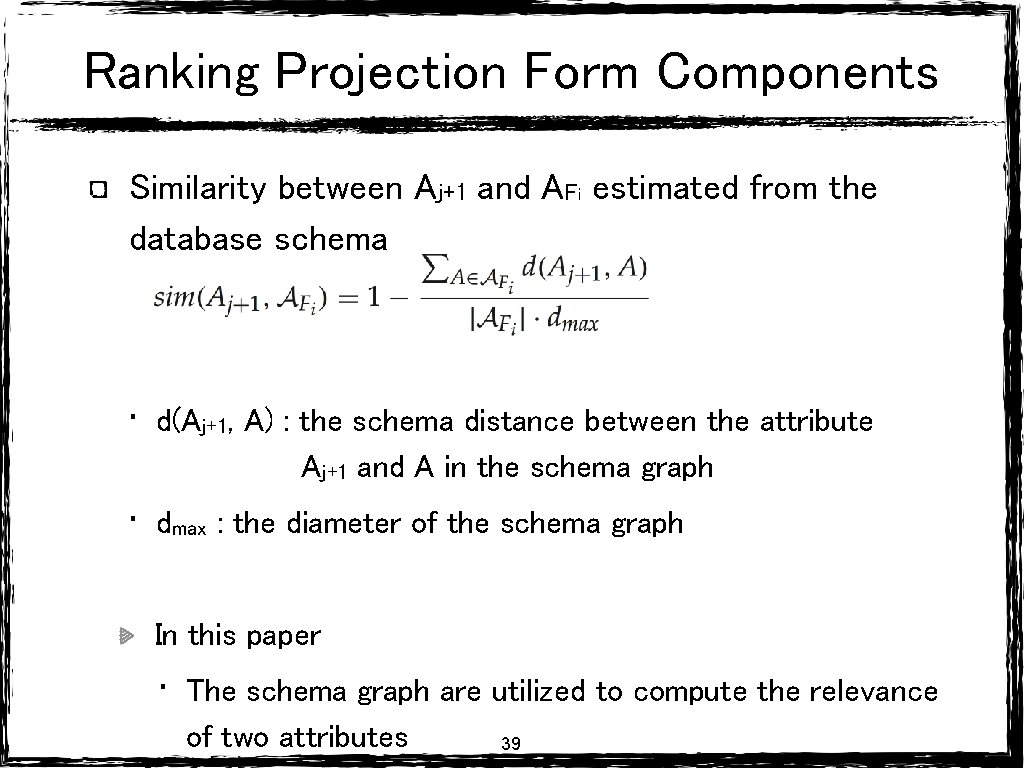 Ranking Projection Form Components Similarity between Aj+1 and AFi estimated from the database schema Ranking Projection Form Components Similarity between Aj+1 and AFi estimated from the database schema