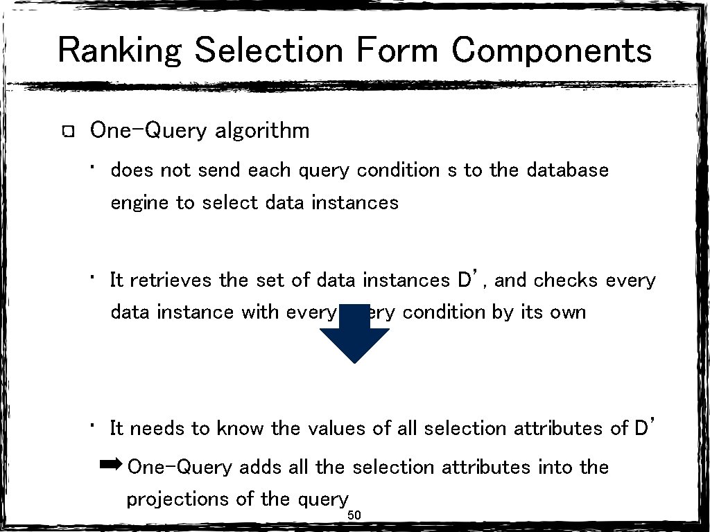 Ranking Selection Form Components One-Query algorithm • does not send each query condition s Ranking Selection Form Components One-Query algorithm • does not send each query condition s