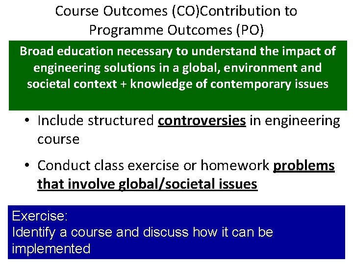 Course Outcomes (CO)Contribution to Programme Outcomes (PO) Broad education necessary to understand the impact