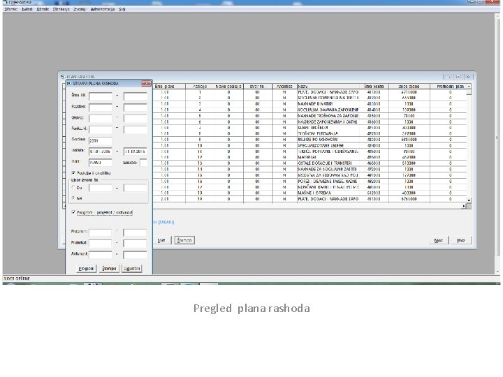 Pregled plana rashoda 