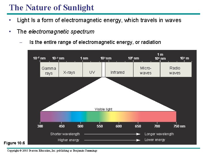 The Nature of Sunlight • Light Is a form of electromagnetic energy, which travels