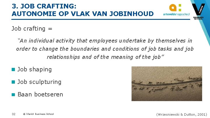 3. JOB CRAFTING: AUTONOMIE OP VLAK VAN JOBINHOUD Job crafting = “An individual activity