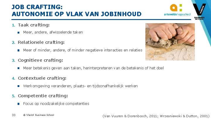 JOB CRAFTING: AUTONOMIE OP VLAK VAN JOBINHOUD 1. Taak crafting: Meer, andere, afwisselende taken