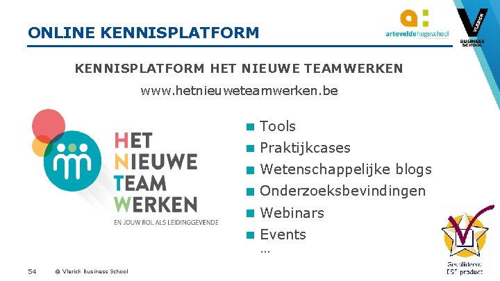 ONLINE KENNISPLATFORM HET NIEUWE TEAMWERKEN www. hetnieuweteamwerken. be Tools Praktijkcases Wetenschappelijke blogs Onderzoeksbevindingen Webinars