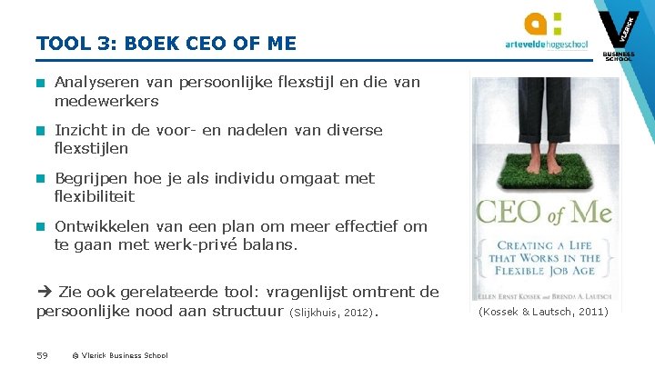 TOOL 3: BOEK CEO OF ME Analyseren van persoonlijke flexstijl en die van medewerkers