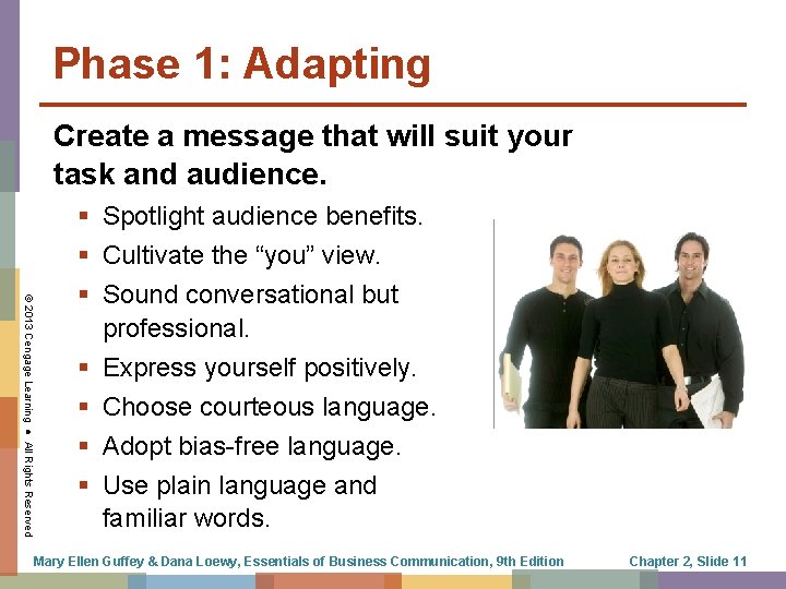 Phase 1: Adapting Create a message that will suit your task and audience. © Phase 1: Adapting Create a message that will suit your task and audience. ©