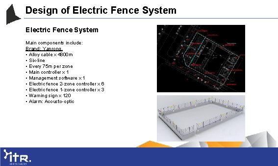 Design of Electric Fence System Main components include: Brand: Yanrong. • Alloy cable x