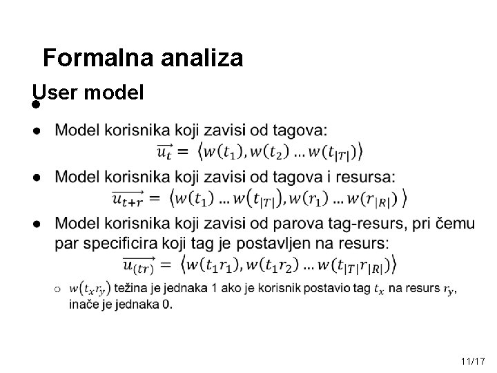 Formalna analiza User model • 11/17 