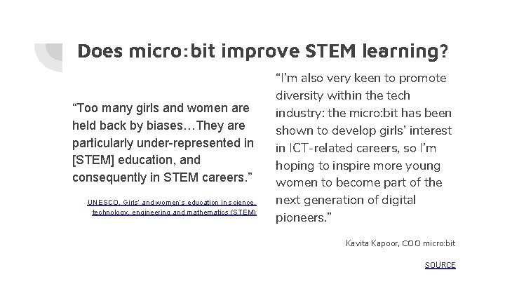 Does micro: bit improve STEM learning? “Too many girls and women are held back