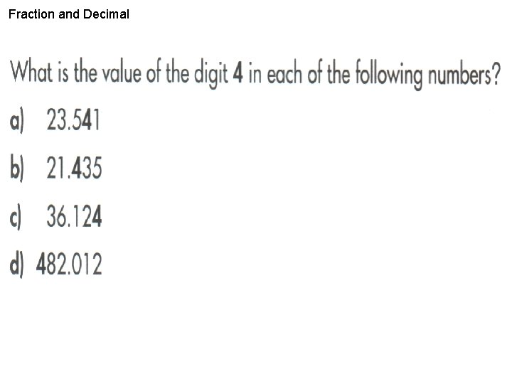 Fraction and Decimal 