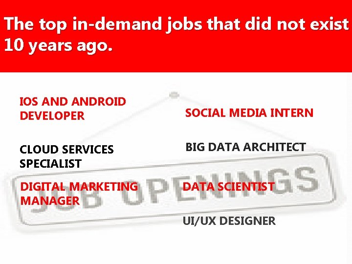 The top in-demand jobs that did not exist 10 years ago. IOS ANDROID DEVELOPER