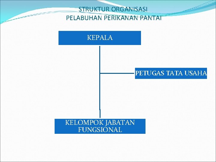 STRUKTUR ORGANISASI PELABUHAN PERIKANAN PANTAI KEPALA PETUGAS TATA USAHA KELOMPOK JABATAN FUNGSIONAL 